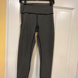 Lululemon Wunder Under Black & White Stripe Leggings
